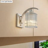 Modern Gold Wall Mounted Lamp With Clear Crystal Shade- 1 Head Cylindrical Design