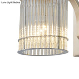 Modern Gold Wall Mounted Lamp With Clear Crystal Shade- 1 Head Cylindrical Design