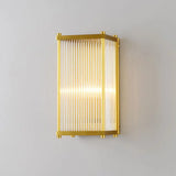 Modern Gold Wall Sconce Light With Fluted Crystal Detail Perfect For Living Room 1 / Rectangle