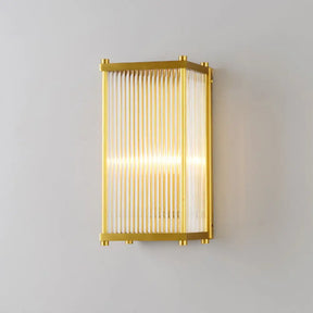 Modern Gold Wall Sconce Light With Fluted Crystal Detail Perfect For Living Room 1 / Rectangle