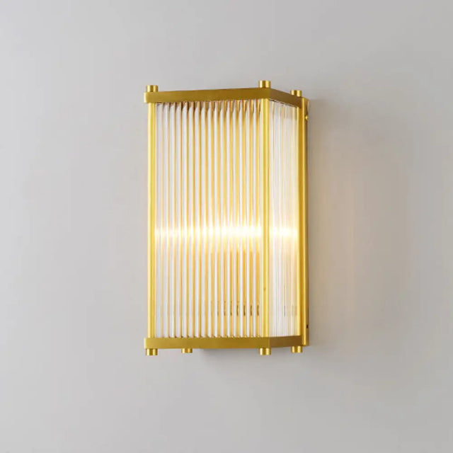 Modern Gold Wall Sconce Light With Fluted Crystal Detail Perfect For Living Room 1 / Rectangle