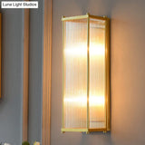 Modern Gold Wall Sconce Light With Fluted Crystal Detail Perfect For Living Room