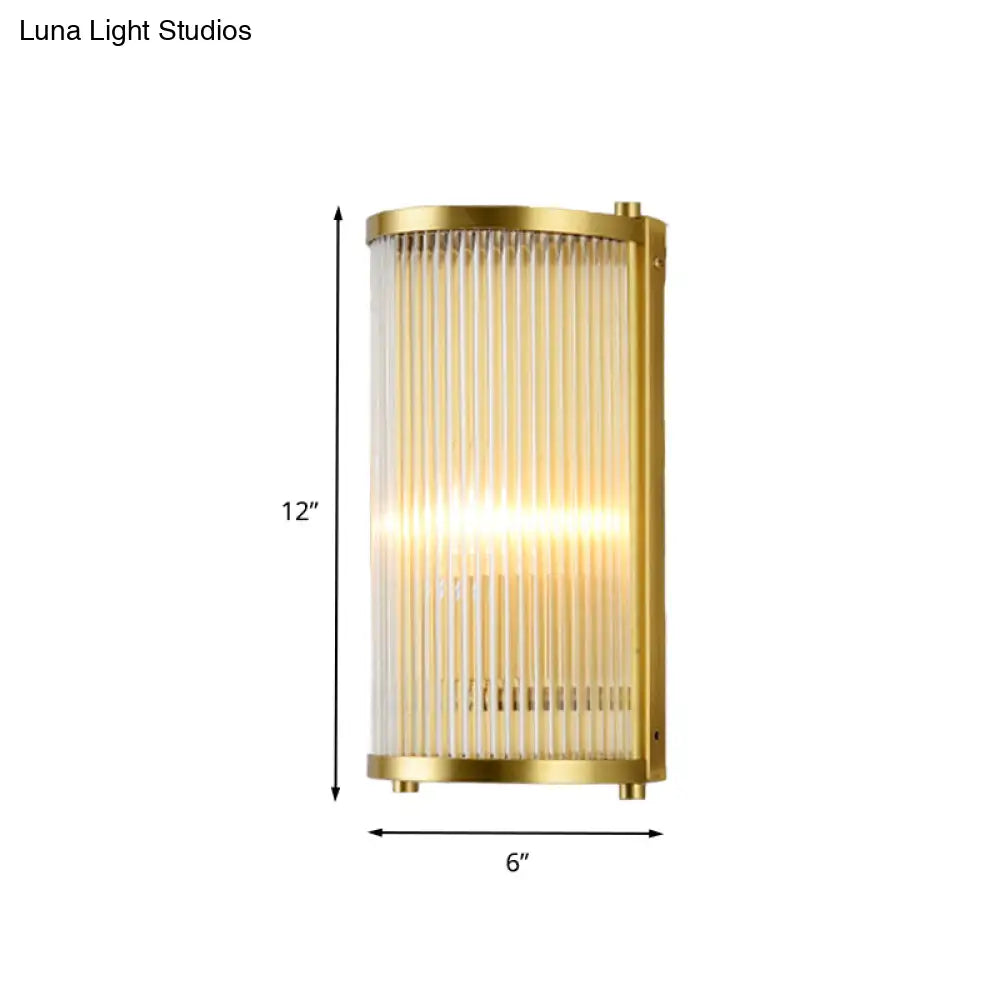 Modern Gold Wall Sconce Light With Fluted Crystal Detail Perfect For Living Room