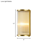 Modern Gold Wall Sconce Light With Fluted Crystal Detail Perfect For Living Room