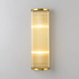 Modern Gold Wall Sconce Light With Fluted Crystal Detail Perfect For Living Room 2 / Cylinder