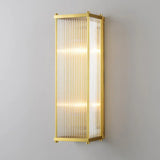 Modern Gold Wall Sconce Light With Fluted Crystal Detail Perfect For Living Room 2 / Rectangle