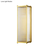 Modern Gold Wall Sconce Light With Fluted Crystal Detail Perfect For Living Room