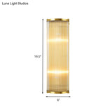 Modern Gold Wall Sconce Light With Fluted Crystal Detail Perfect For Living Room