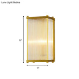 Modern Gold Wall Sconce Light With Fluted Crystal Detail Perfect For Living Room
