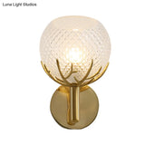 Modern Gold Wall Sconce With Clear Lattice Glass And Antler Design