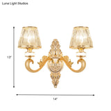 Modern Gold Wall Sconce With Crystal Cone Shade - Bedside/Room Fixture