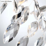 Modern Gold Wall Sconce With Crystal Drop - 2-Light Branch Mount