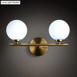 Modern Gold Wall Sconce With Milky Glass Shade For Bedside Lighting - 2 Bulbs Included