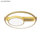 Modern Golden Flush Ceiling Light - 18’/22’ Wide Led Flushmount With Warm/White