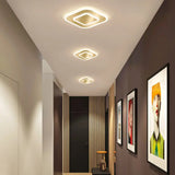 Modern Golden Geometric Flushmount Ceiling Light With Acrylic Led For Stairs Gold / Warm Square