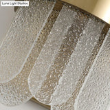 Modern Golden Wall Lamp With 4 Heads Oval Clear Hammered Glass Bedroom Lighting Sconce