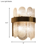 Modern Golden Wall Lamp With 4 Heads Oval Clear Hammered Glass Bedroom Lighting Sconce