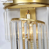 Modern Golden Wall Lamp With Clear Crystal Block - Bedside Lighting Fixture
