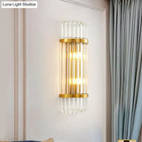 Modern Golden Wall Sconce With Crystal Shade Bedside Mount Light (12/21.5 W)