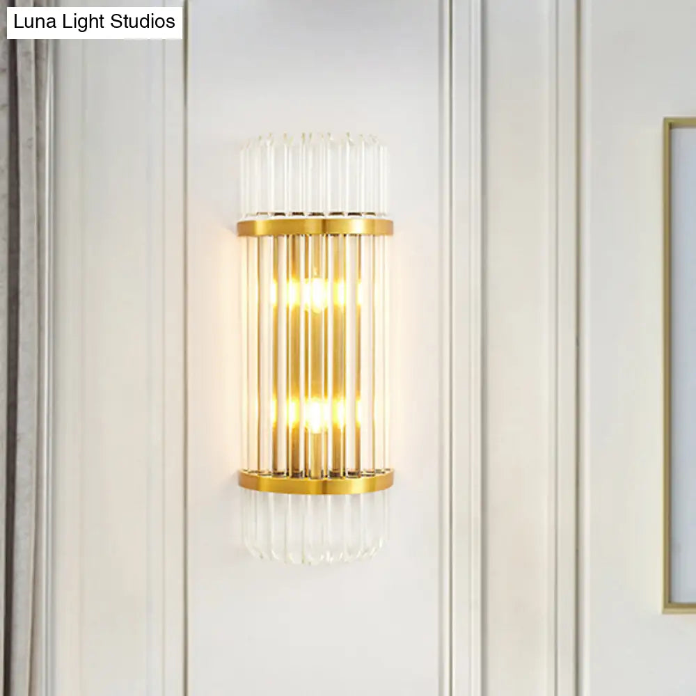 Modern Golden Wall Sconce With Crystal Shade Bedside Mount Light (12/21.5 W)