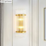 Modern Golden Wall Sconce With Crystal Shade Bedside Mount Light (12/21.5 W)