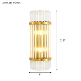 Modern Golden Wall Sconce With Crystal Shade Bedside Mount Light (12/21.5 W)