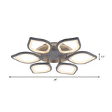 Modern Gray Flower Led Ceiling Mount Light - Acrylic Flushmount For Dining Room Neutral/Warm/White
