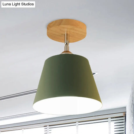 Modern Gray/Pink Metal And Wood Adjustable Ceiling Pendant Light