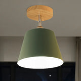 Modern Gray/Pink Metal And Wood Adjustable Ceiling Pendant Light Green