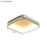 Modern Gray Square Metal Ceiling Mount Led Flush Lamp - 18.5’/24.5’ Wide; Warm/White Light
