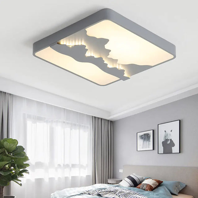 Modern Gray/White Metal Led Flush Mount Ceiling Lamp - 16/19.5 Wide Warm/White Light