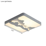 Modern Gray/White Metal Led Flush Mount Ceiling Lamp - 16’/19.5’ Wide Warm/White Light