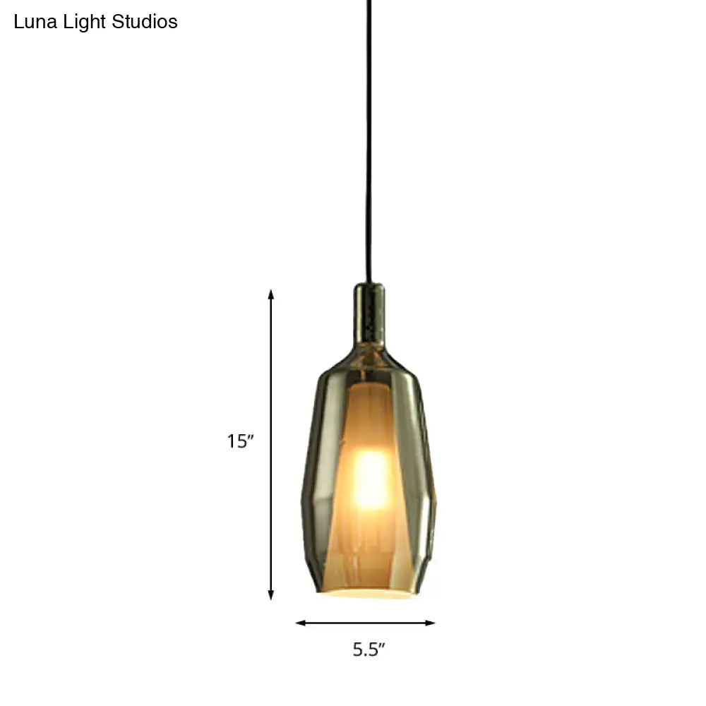 Modern Green Glass Tulip Pendant Light Fixture - Dining Room Hanging Lamp Kit