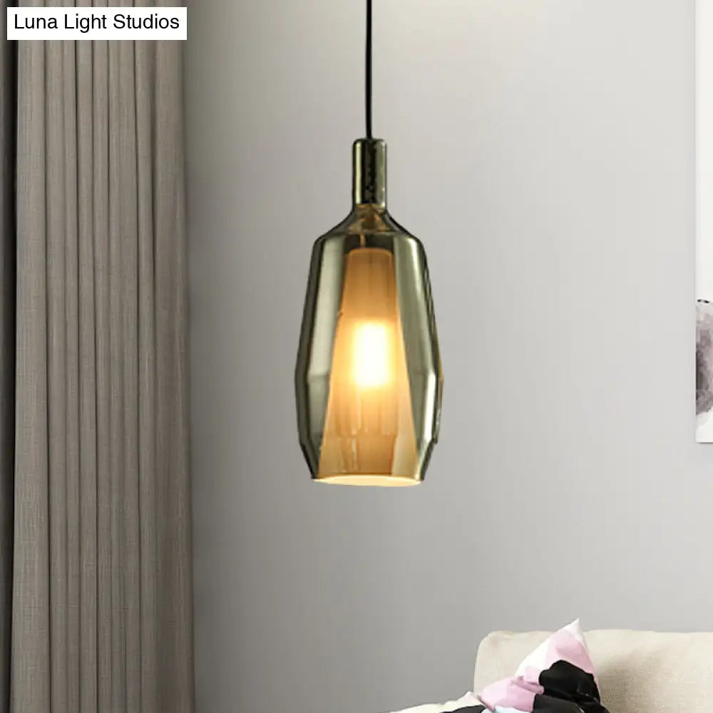 Modern Green Glass Tulip Pendant Light Fixture - Dining Room Hanging Lamp Kit