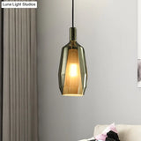 Modern Green Glass Tulip Pendant Light Fixture - Dining Room Hanging Lamp Kit