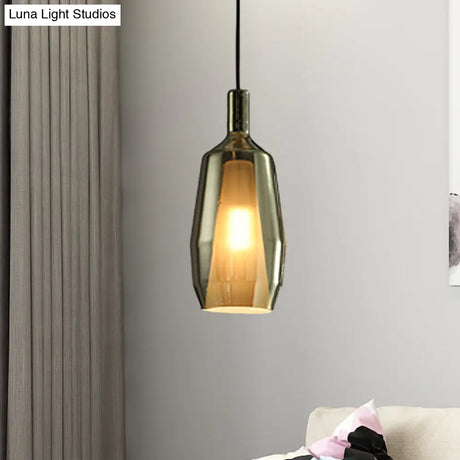 Modern Green Glass Tulip Pendant Light Fixture - Dining Room Hanging Lamp Kit