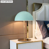 Modern Green Metal Dome Night Table Lamp - Bedroom Nightstand Lighting With 1 Bulb