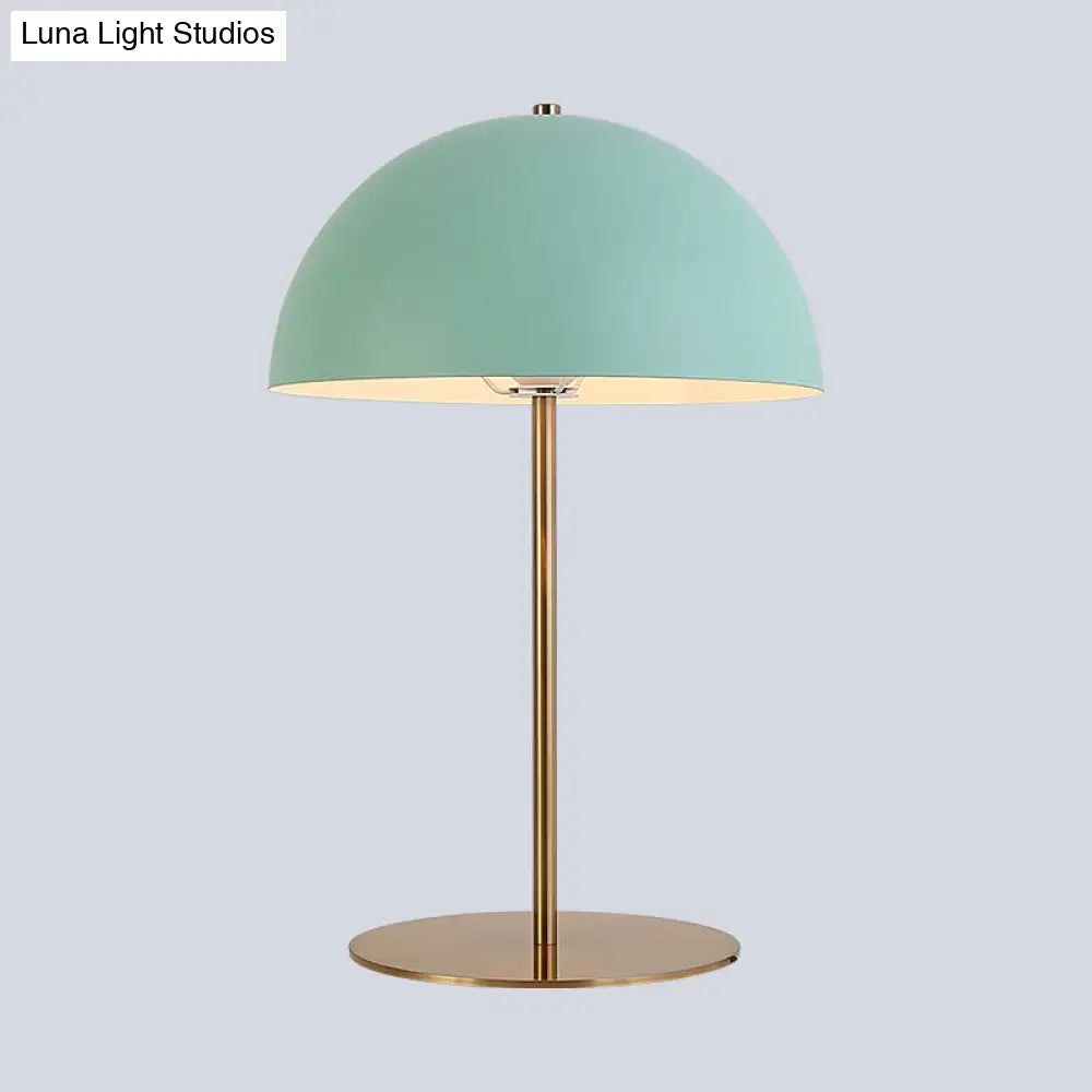 Modern Green Metal Dome Night Table Lamp - Bedroom Nightstand Lighting With 1 Bulb