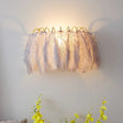 Modern Grey And White Sconce Light With Feather Detail For Parlor Wall