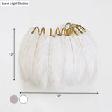 Modern Grey And White Sconce Light With Feather Detail For Parlor Wall