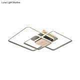 Modern Grey And Wood Led Flush Mounted Ceiling Light With Stacked Acrylic Frame – Warm/White