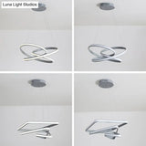 Modern Grey Chandelier: Simplicity Metal Led Strip Pendant Light For Dining Room