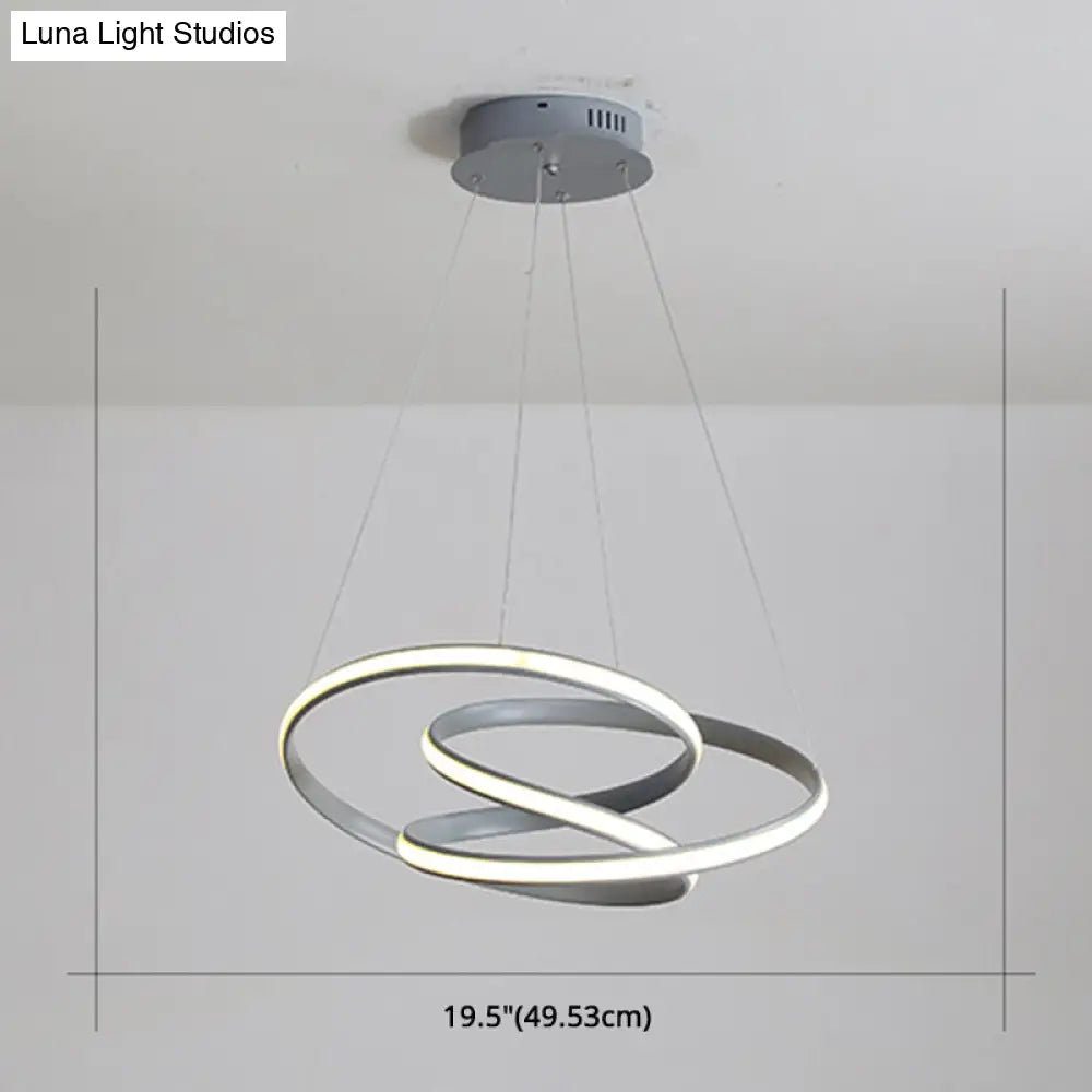 Modern Grey Chandelier: Simplicity Metal Led Strip Pendant Light For Dining Room