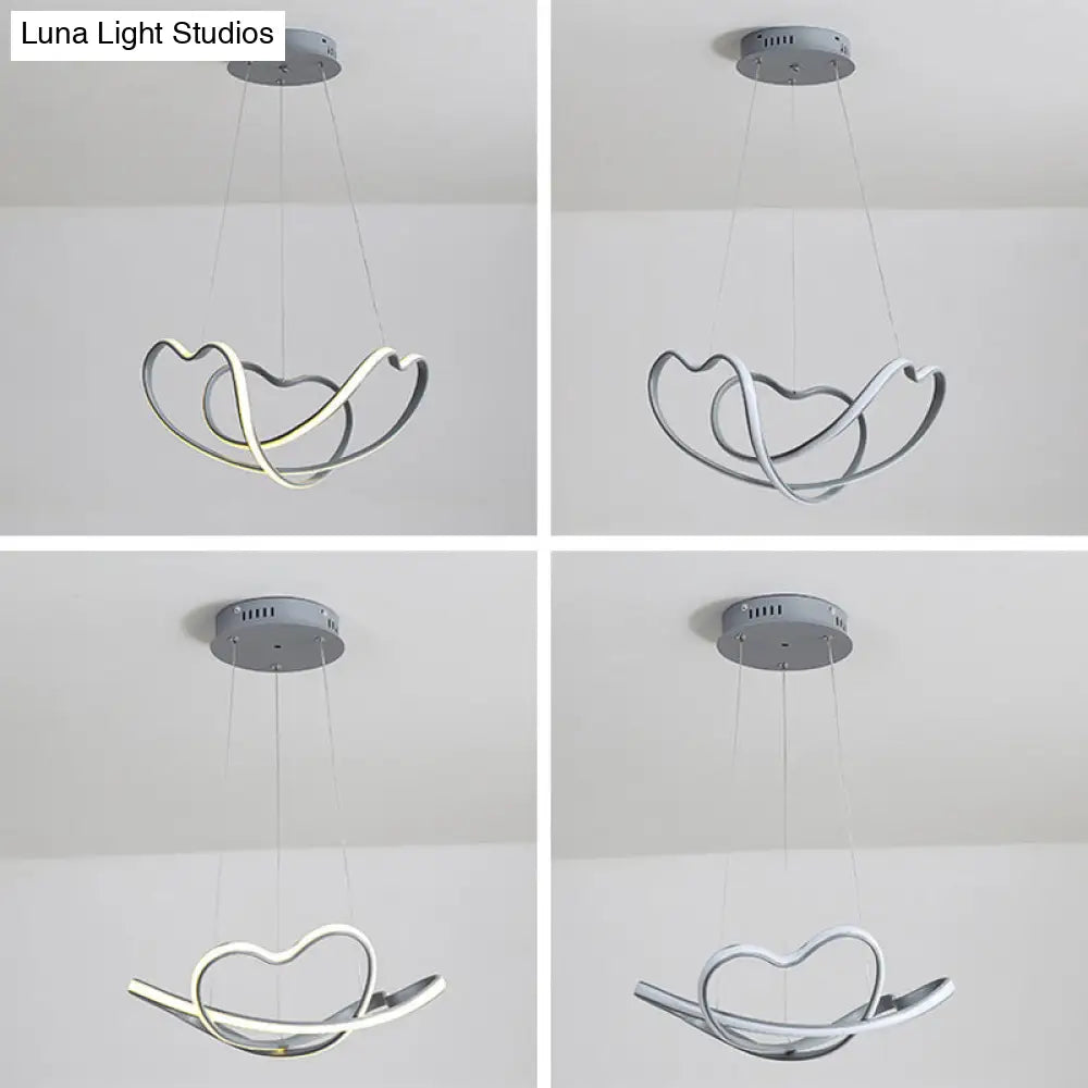 Modern Grey Chandelier: Simplicity Metal Led Strip Pendant Light For Dining Room
