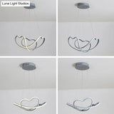 Modern Grey Chandelier: Simplicity Metal Led Strip Pendant Light For Dining Room
