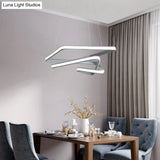 Modern Grey Chandelier: Simplicity Metal Led Strip Pendant Light For Dining Room