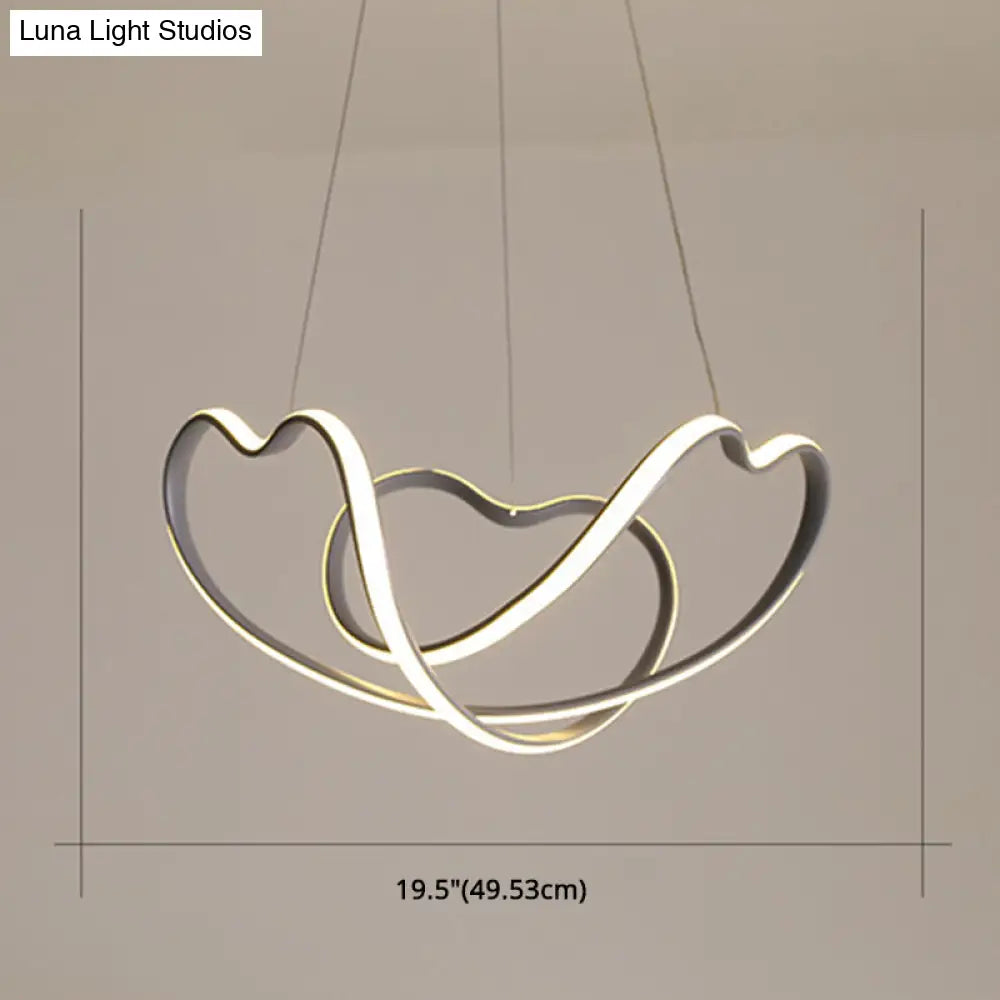Modern Grey Chandelier: Simplicity Metal Led Strip Pendant Light For Dining Room