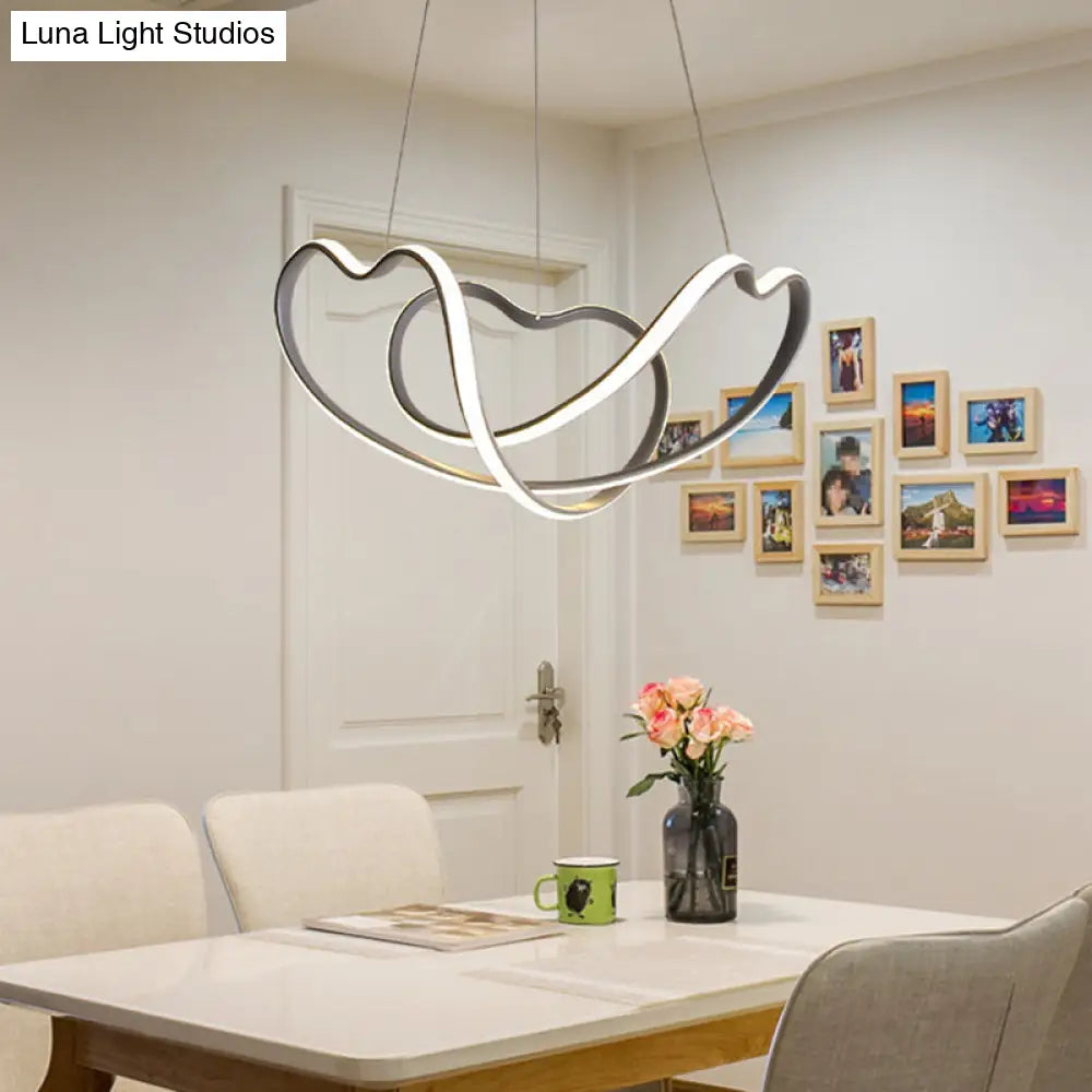 Modern Grey Chandelier: Simplicity Metal Led Strip Pendant Light For Dining Room
