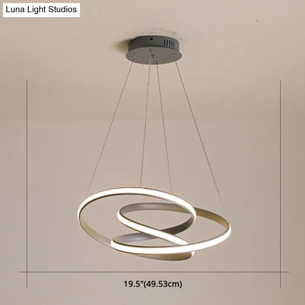 Modern Grey Chandelier: Simplicity Metal Led Strip Pendant Light For Dining Room
