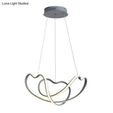 Modern Grey Chandelier: Simplicity Metal Led Strip Pendant Light For Dining Room